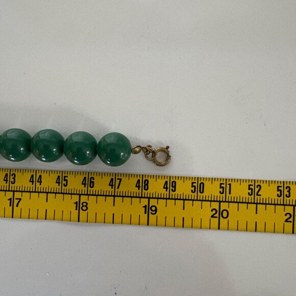 Vintage Green Gold Tone Beaded Statement Necklace Chunky Asian Inspired Retro - Picture 4 of 8